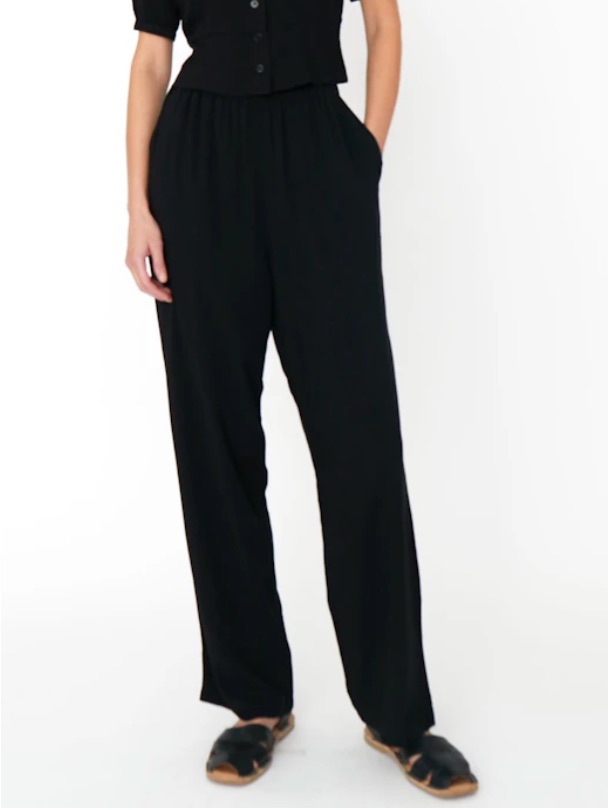 Kule Suki Black Pull-On Wide Leg Pants W/ Pockets Nwt Size M